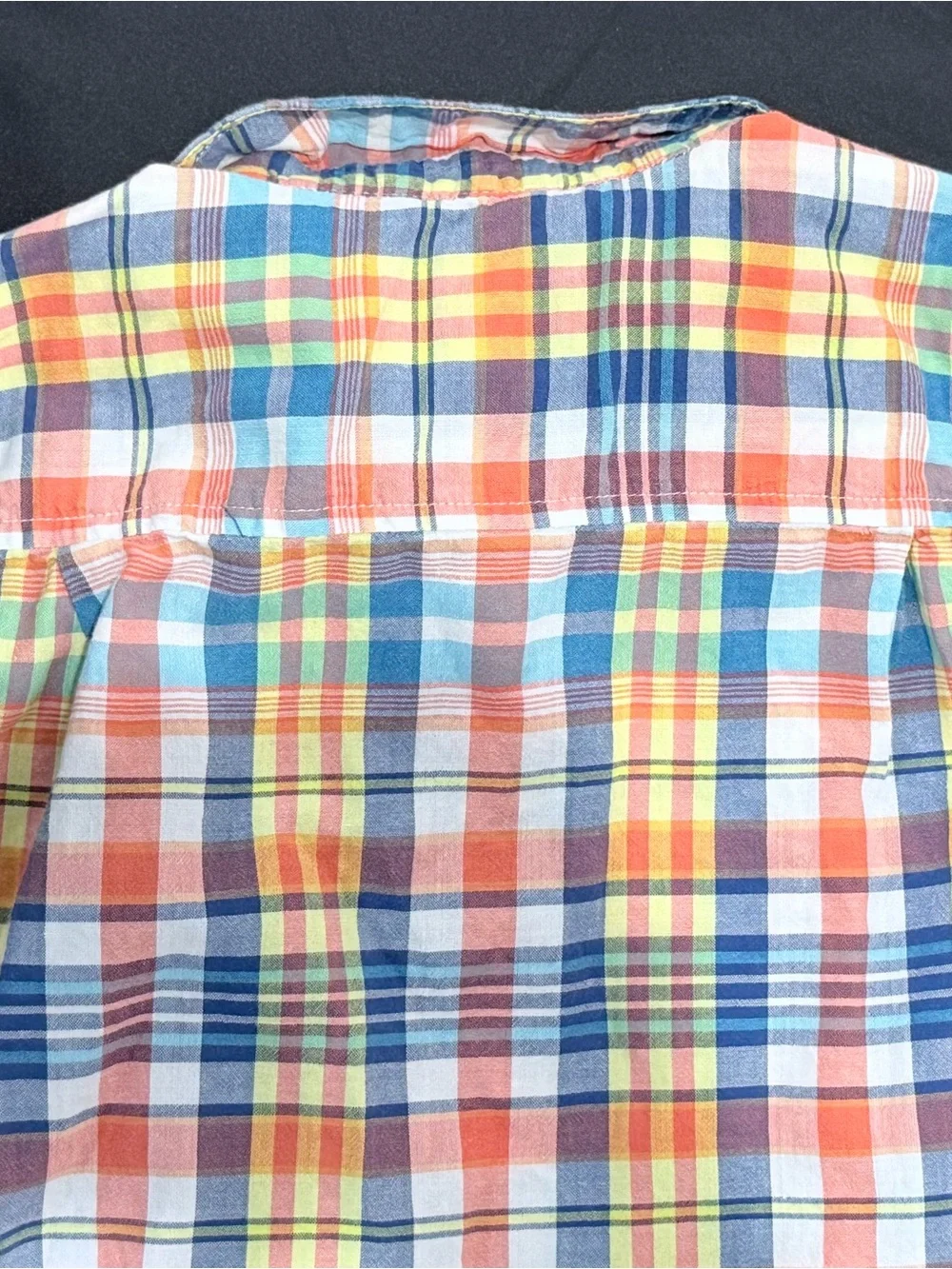 The Children's Place Short Sleeve Button-Down Shirt in Orange Blue Yellow Plaid